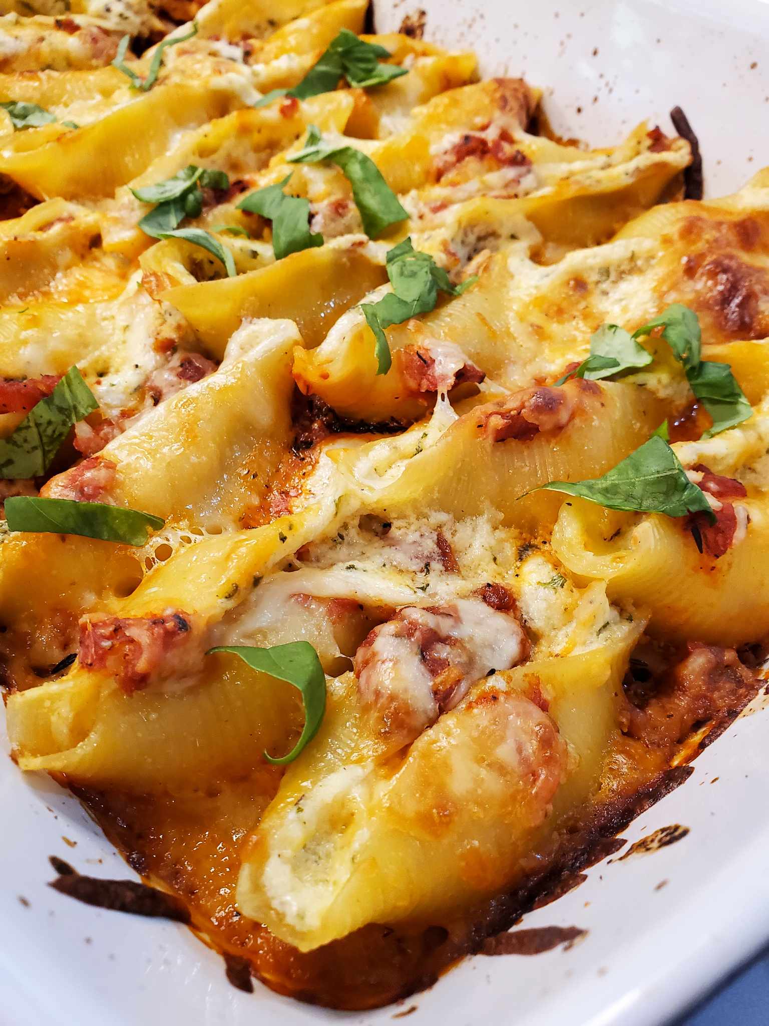 Stuffed Shells with Pesto and Pepperoni - She's Got The Cooks